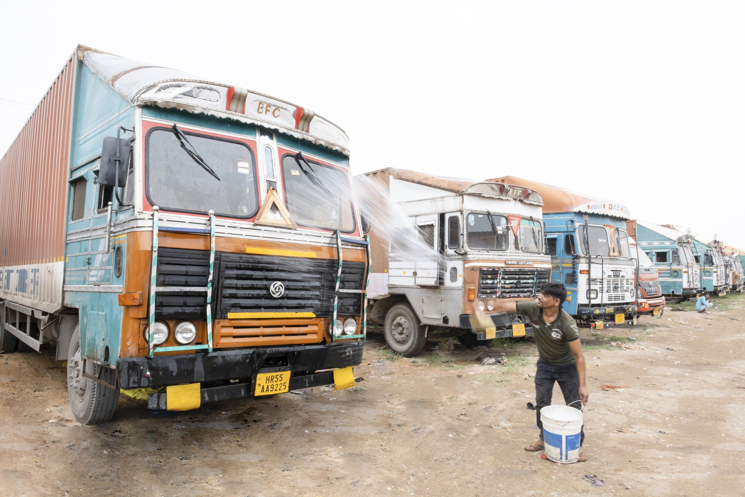 BFC trucks lined up before dispatch