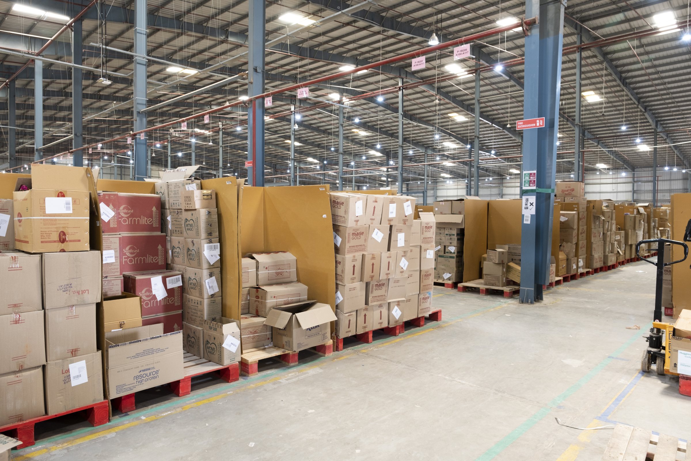 Inside a BFC warehouse aisle